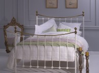 OBC Carrick 6ft Super Kingsize White With Brass Metal Headboard Thumbnail