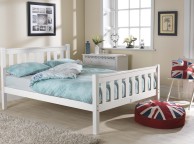 Friendship Mill Shaker High Foot End 4ft Small Double Pine Wooden Bed Frame In White Thumbnail