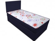 Joseph Planet Navy 3ft Single Open Coil (Bonnell) Spring Divan Bed WITH FREE HEADBOARD Thumbnail