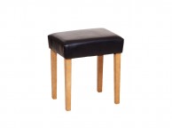 Core Milano Brown Faux Leather Stool With Light Wood Legs Thumbnail
