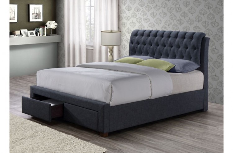 Birlea Valentino 5ft Kingsize Charcoal Fabric Bed Frame With 2