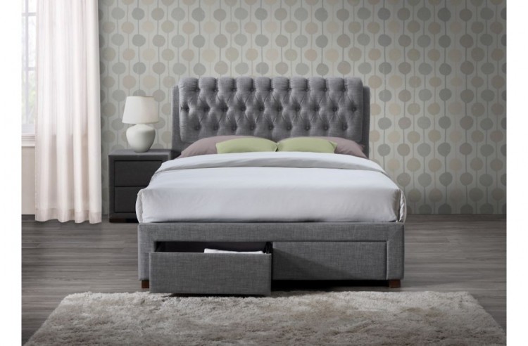 Birlea Valentino 5ft Kingsize Grey Fabric Bed Frame With 2 Drawers Kingsize Grey Fabric Bed Frame With 2 Drawers Birlea
