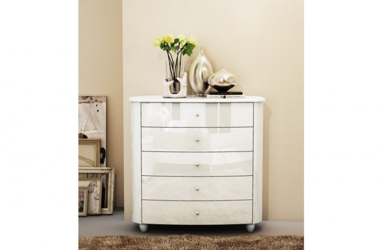 Birlea Aztec White Gloss 5 Drawer Chest By Birlea