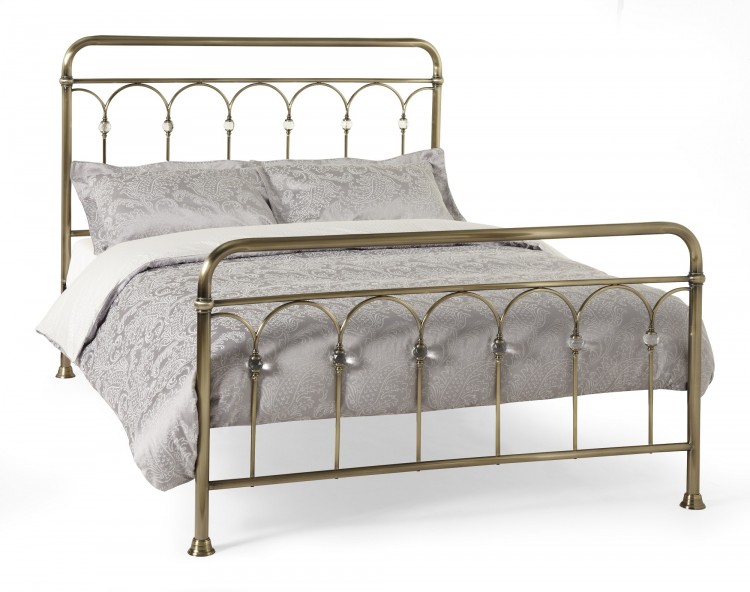 Serene Shilton 6ft Super King Size Antique Brass Metal Bed Frame Serene Shilton 6ft Super King Size Antique Brass Metal Bed Frame With Crystals