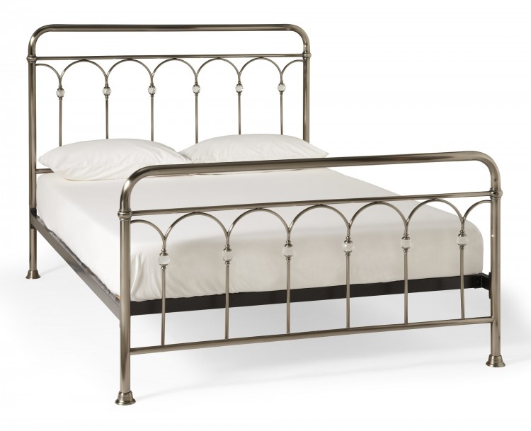 Serene Shilton 6ft Super King Size Antique Nickel Metal Bed Frame Serene Shilton 6ft Super King Size Antique Nickel Metal Bed Frame With Crystals