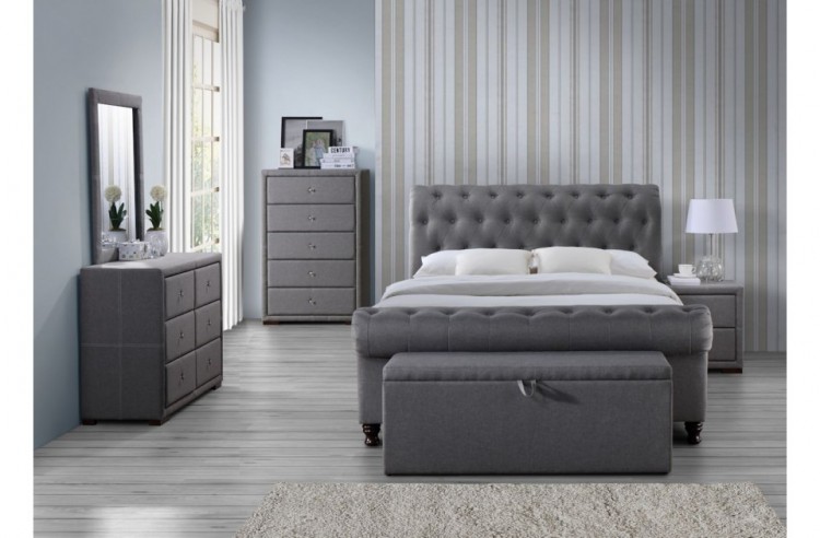 Birlea Castello 5ft Kingsize Grey Fabric Bed Frame By Birlea