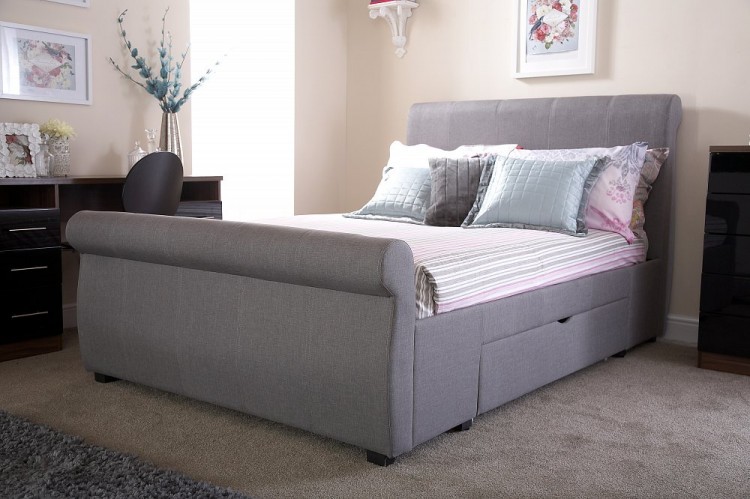 Gfw Alabama 5ft Kingsize Silver Fabric Storage Bed By