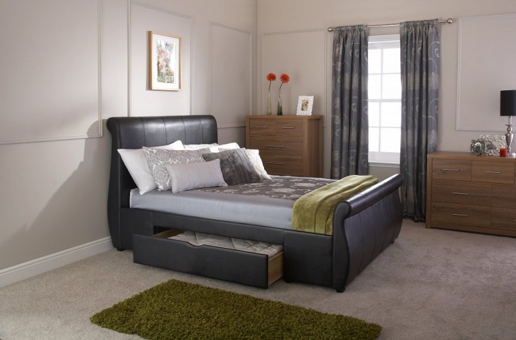 Gfw Alabama 5ft Kingsize Black Faux Leather Storage Bed Frame By Gfw