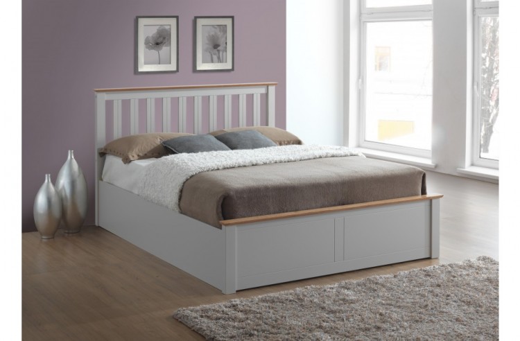 Birlea Phoenix 4ft Small Double Pearl Grey Ottoman Lift Wooden Bed Small Double Pearl Grey Ottoman Lift Wooden Bed Frame Birlea