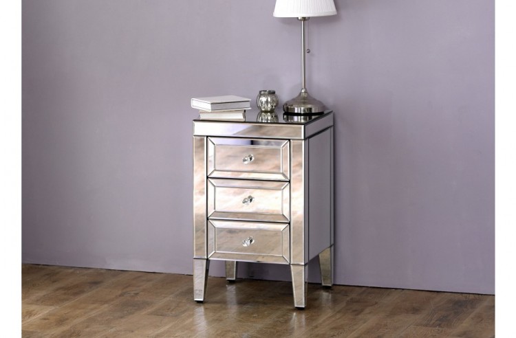 Birlea Valencia 3 Drawer Mirrored Bedside By Birlea