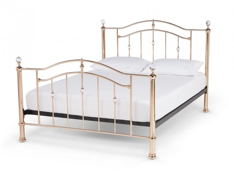 Serene Ashley 4ft6 Double Rose Gold Metal Bed Frame With Crystals Serene Ashley 4ft6 Double Rose Gold