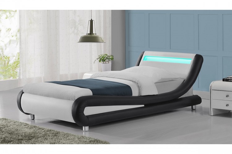 Sleep Design Madrid 3ft Single Black And White Faux Leather Bed Sleep Design Madrid 3ft Single Black And White Faux Leather Bed Frame With Led Lights By