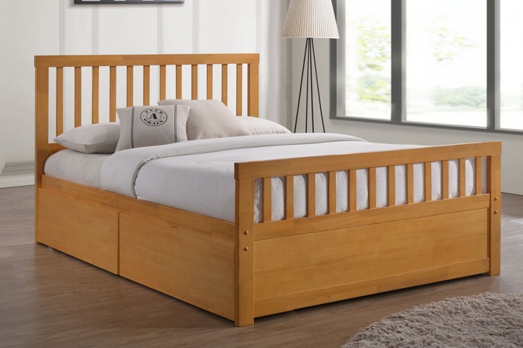 Sleep Design Delamere 5ft Kingsize Honey Oak Wooden Storage