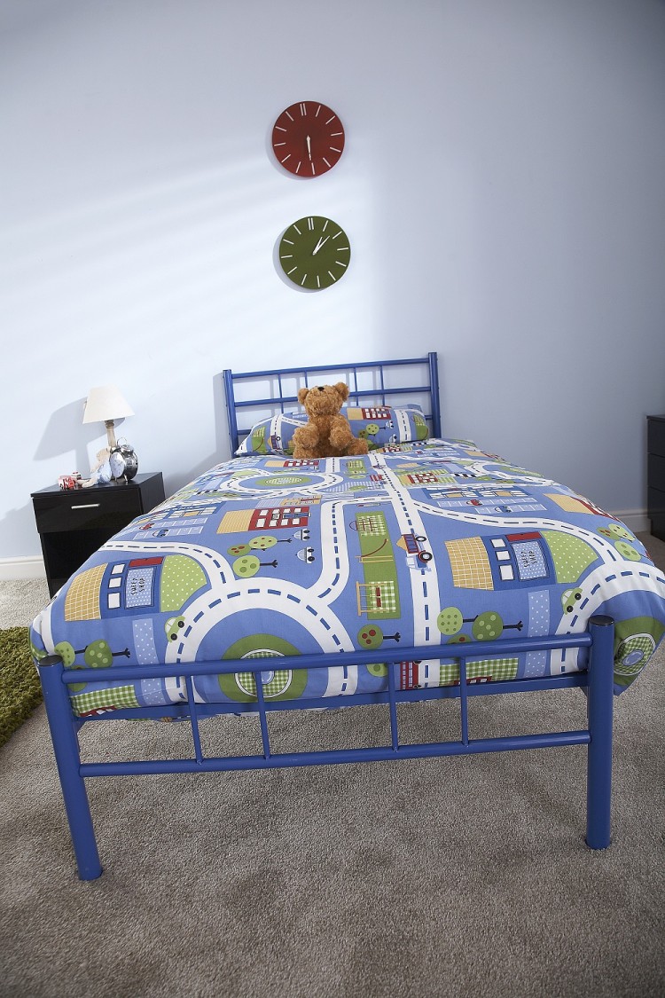 Gfw Morgan 3ft Single Blue Metal Bed Frame By