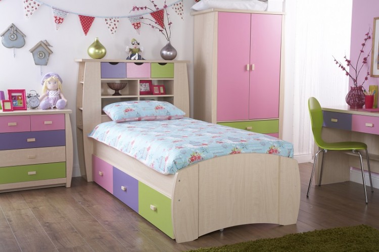 Gfw Sydney 3ft Storage Bed Frame Pink And Lilac By Gfw