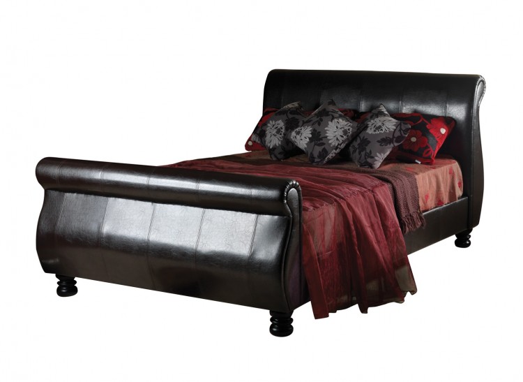 Sweet Dreams Mandarin 5ft Kingsize Brown Faux Leather Bed Frame