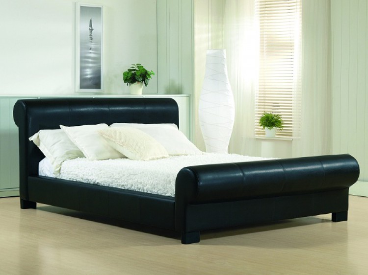 Time Living Valencia 6ft Super Kingsize Black Faux Leather Bed Frame Time Living Valencia Black 4ft 6 Double Pu Leather Bed Frame