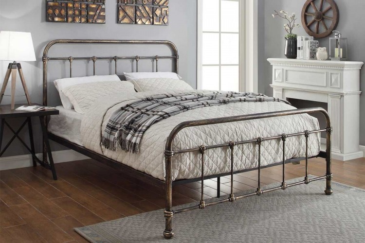 Sleep Design Burford 5ft Kingsize Rustic Metal Bed Frame By
