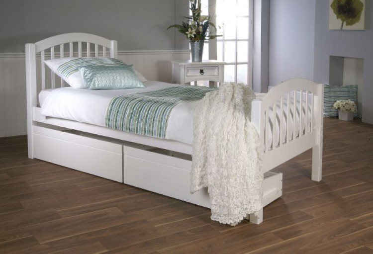 Limelight Despina 3ft single White Wooden Bed Frame with Under Bed Drawers by Limelight Beds