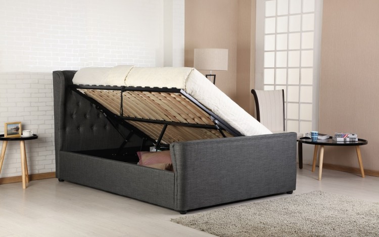 Emporia Manhattan 5ft Kingsize Grey Fabric Ottoman Bed By Beds Emporia Manhattan 4ft6 Double Grey Fabric Ottoman Bed