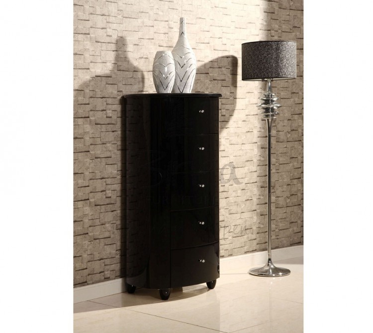 Birlea Aztec Black Gloss 5 Drawer Narrow Chest by Birlea