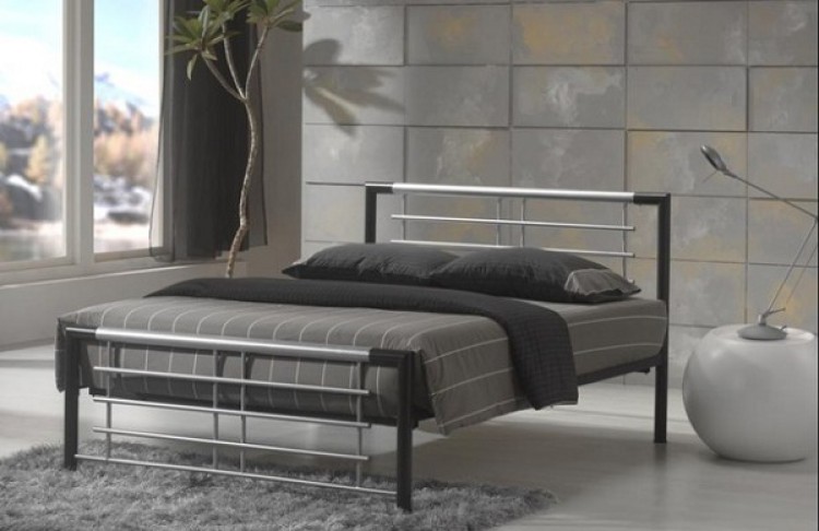 Metal Beds Atlanta 3ft Single Silver And Black Bed Frame By