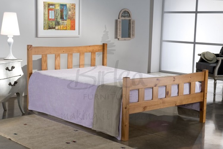 Birlea Miami Pine wooden bed 4ft (120cm) small double Antique finish  750 x 500