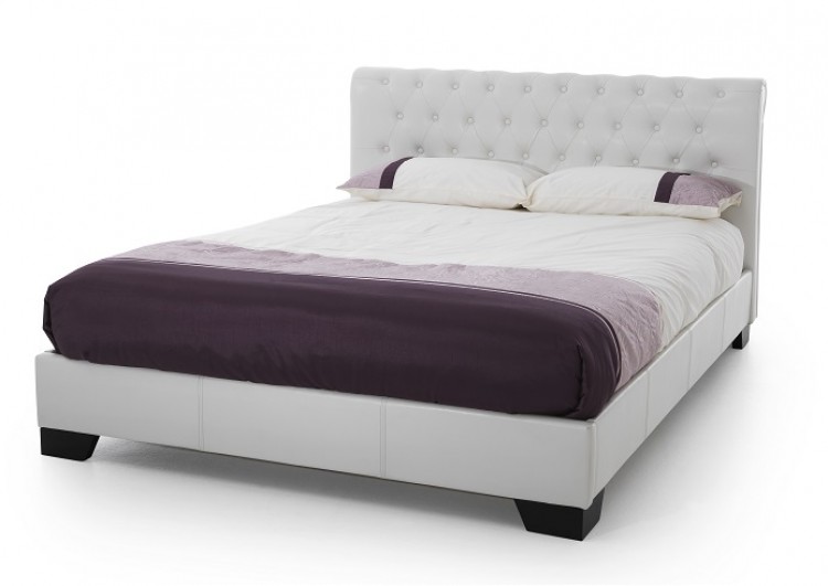 Serene Roma 5ft Kingsize White Faux Leather Bed Frame By Serene Roma 4ft Small Double White Faux Leather Bed Frame
