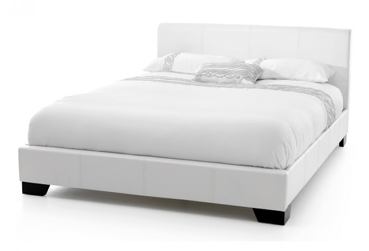 Serene Parma 4ft Small Double White Faux Leather Bed Frame By Serene Parma White 4ft Small Double Faux Leather Bed Frame