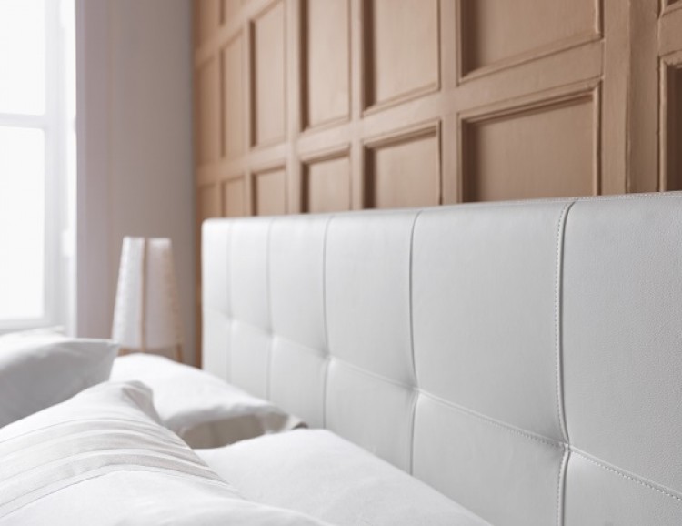 Serene Lucca 4ft Small Double White Faux Leather Ottoman Bed Frame White Faux Leather Ottoman Bed Frame Serene