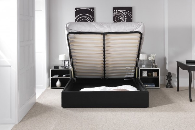 Serene Tuscany 4ft6 Double Black Faux Leather Ottoman Bed Frame by 750 x 502