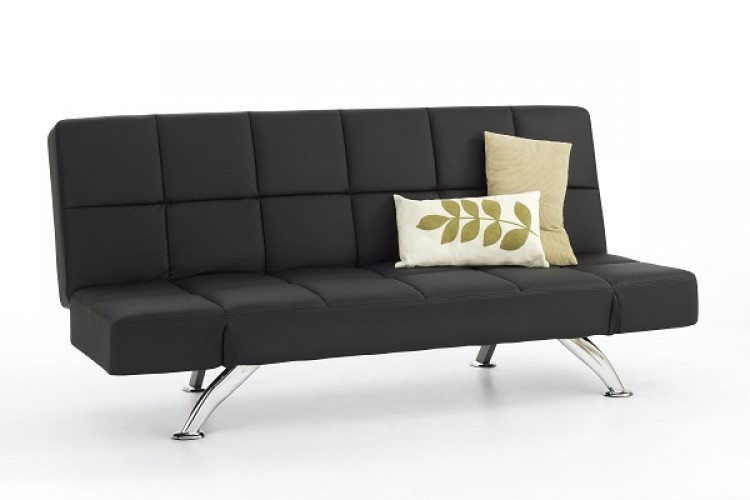Serene Venice Black Faux Leather Sofa Bed By Furnishings