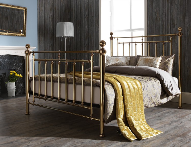 Serene Solomon 5ft King Size Brass Metal Bed Frame by Serene Furnishings