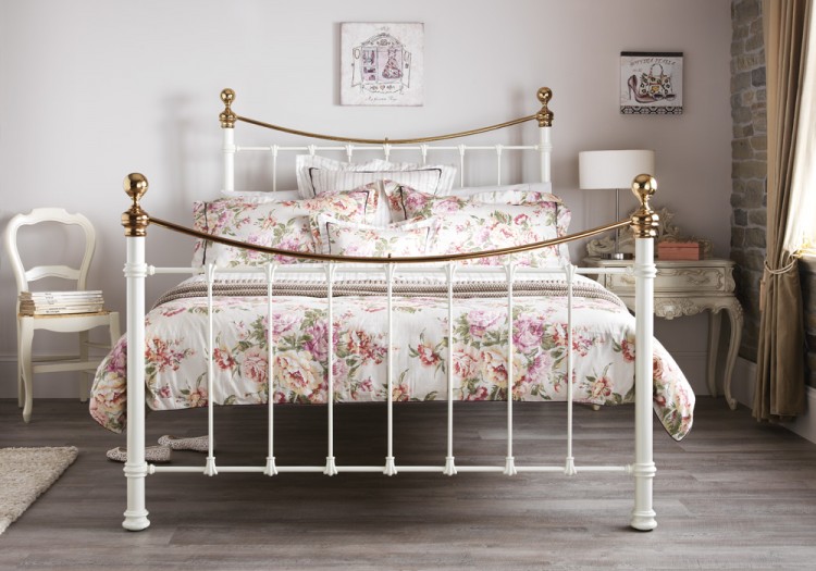 Serene Ethan Ivory Gloss With Brass 6ft Super King Size