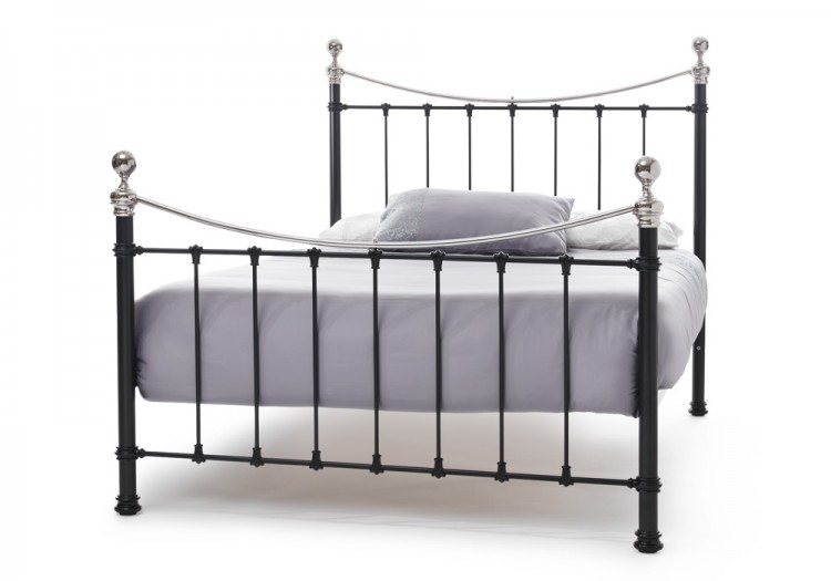 Serene Ethan Black With Nickel 4ft6 Double Metal Bed Frame By Serene Ethan Black With Nickel 4ft Small Double Metal Bed Frame
