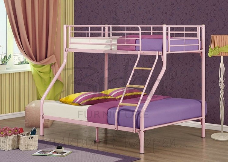 Birlea Nexus Pink Metal Triple Sleeper Bunk Bed By