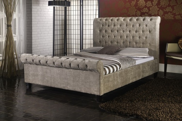 Limelight Orbit 5ft Kingsize Mink Velvet Fabric Bed Frame By Limelight Orbit 4ft6 Double Mink Velvet Fabric Bed Frame