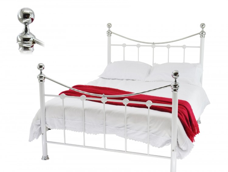 Metal Beds Cambridge 5ft Kingsize White Metal Bed Frame By