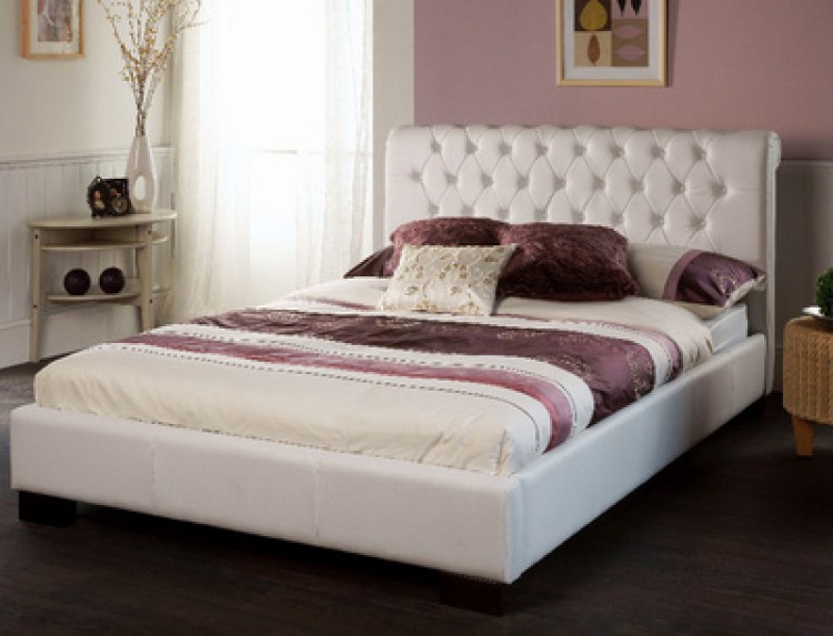 Limelight Aries 4ft6 Double White Faux Leather Bed Frame By Limelight 4ft 6 Double Aries White Leather Bed Frame
