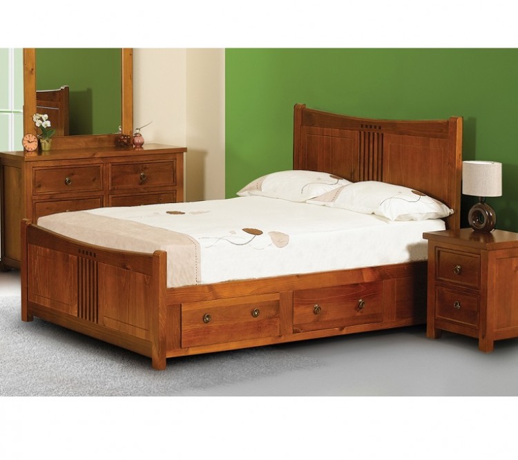 Sweet Dreams Curlew Wild Cherry 5ft King Size Wooden Bed Frame With Kingsize Bed Frame With Under Drawers In Wild Cherry Sweet