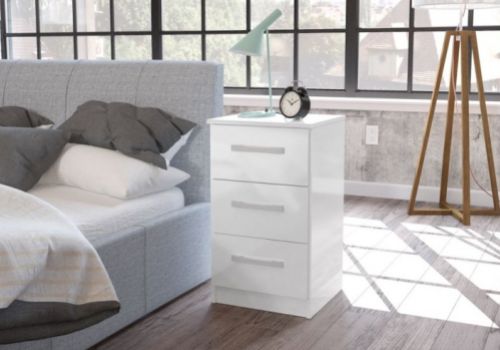 Birlea Lynx White Gloss 3 Drawer Bedside