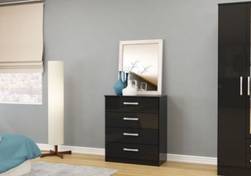 Birlea Lynx Black Gloss 4 Drawer Chest of Drawers