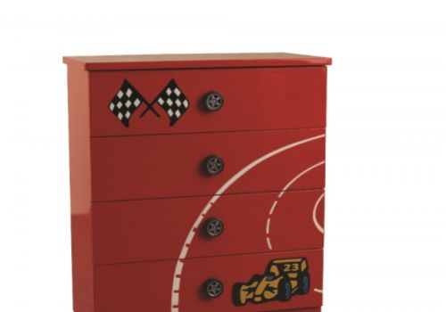 Sweet Dreams Formula Red 4 Drawer Chest of Drawers