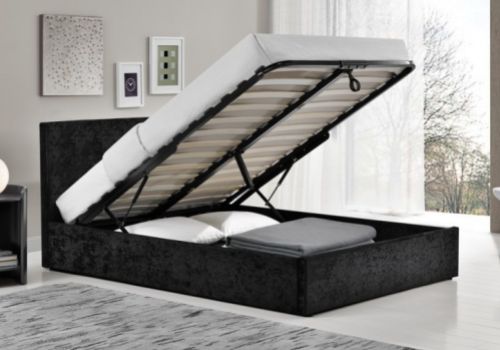 Birlea Berlin 4ft Small Double Black Crushed Velvet Fabric Ottoman Bed