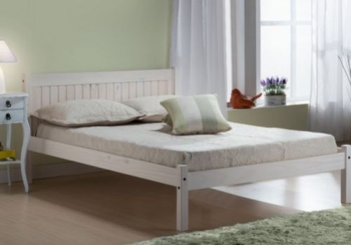 Birlea Rio 4ft Small Double White Washed Pine Wooden Bed Frame