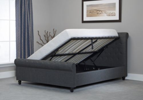 Emporia Oxford 4ft6 Double Grey Fabric Ottoman Bed