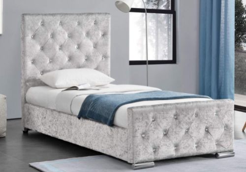 Sleep Design Beaumont 3ft Single Crushed Silver Velvet Storage Bed Frame