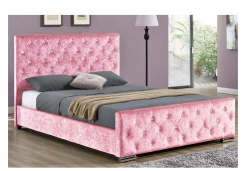Sleep Design Beaumont 4ft6 Double Crushed Pink Velvet Bed Frame
