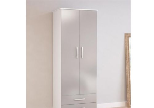 Birlea Lynx White with Grey Gloss 2 Door Combi Robe