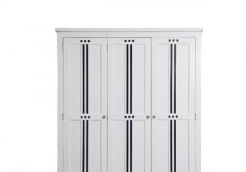 Sweet Dreams Lewis White With Black Stripes 3 Door Wardrobe